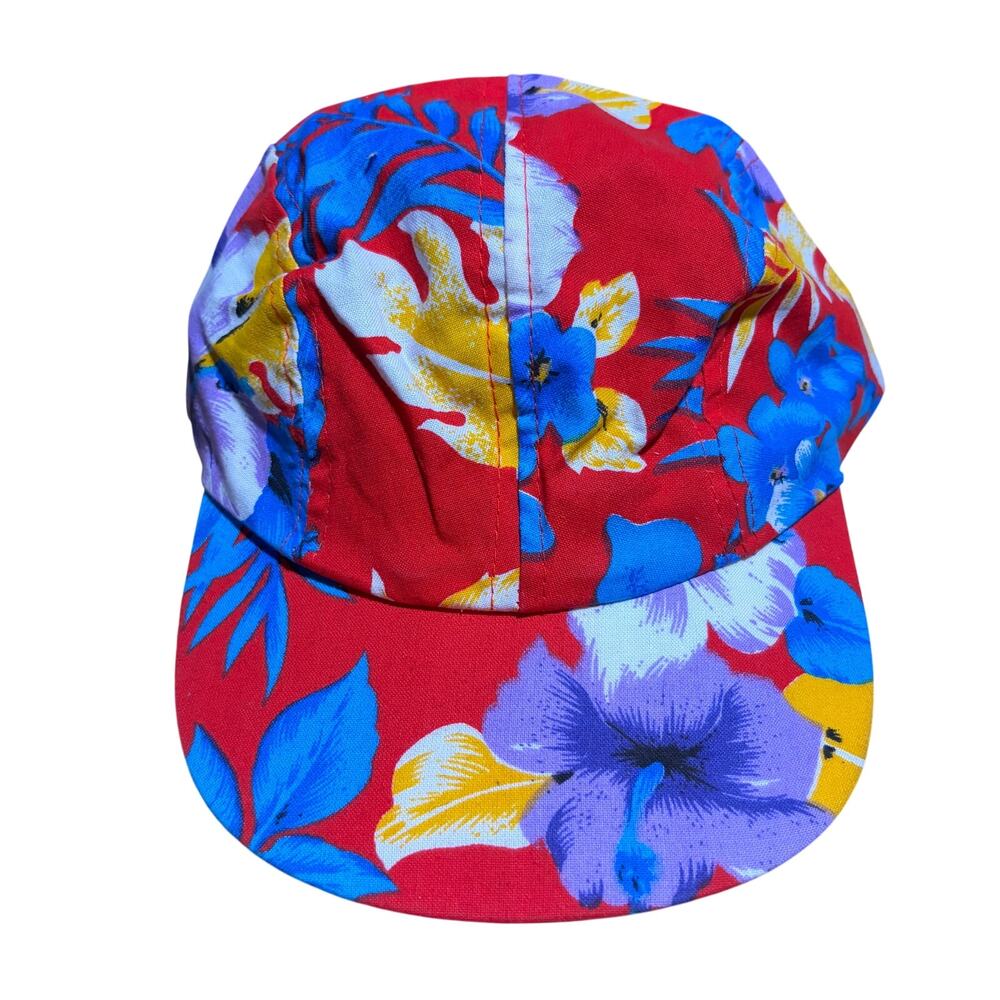 Vintage Wendy’s Employee Hat Floral Hawaiian Print Fast Food Cap